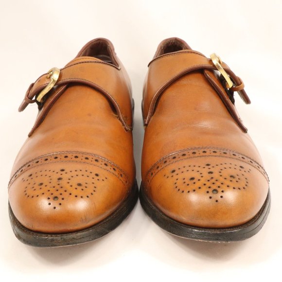 Vintage Allen Edmonds Hillsboro Brown Leather Monk Strap Brogue Shoes Size 10D - Picture 3 of 12